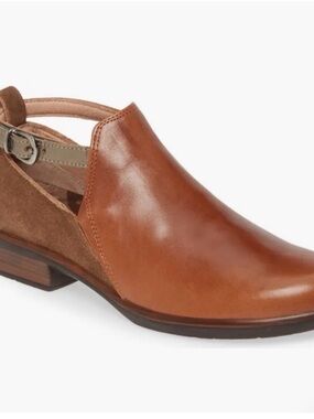 Naot Cognac and Suede Back Sling-Back Mule